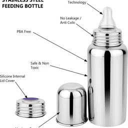 smilynation Stainless Steel Baby Feeding Bottle, Milk Feeding, Water Feeding 250 ml. - 250 ml image 2