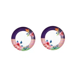izzhaar Wild Charm Premium Fine Bone China Dinner Plates Set of 2, Handcrafted Durable Floral Printed 8 Inch Full Dinnerware Plates(Multicolor) image 3