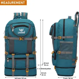 livshine Water Resistant Rucksack For Hiking Trekking And Travel-Unisex-60 L(Green) Rucksack - 60 L image 4