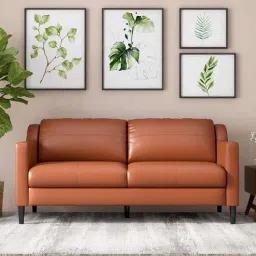 durian Jordana Leatherette 3 Seater Sofa In Tan Brown Colour-picture-36