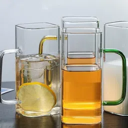 rosefinch Glass with Colour Handle/Transparent Tea Cup Glass Coffee Mug image 2