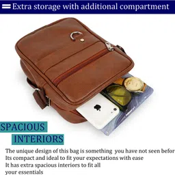 zipcraze Tan Men Sling Bag Mini Cube Sling Bag for Men Cross body Mobile Side Bags Travel Chest Bags image 3