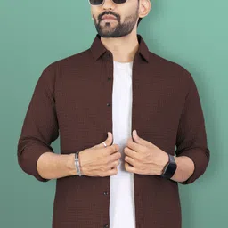 vebnor Men Regular Fit Self Design Spread Collar Casual Shirt-picture-12