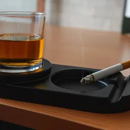 dewgraphics Heat-Resistant, Easy-Clean, Portable Smoking Ashtray for Home, Office Beige Wood Ashtray-picture-13