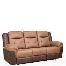 royaloak Georgia Fabric 3 Seater Motorized Recliner In Brown & Coffee Colour image 3