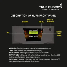 trueguards BumbleBEE TGSW1000 Inverter for Home, Office, Shops | 36 Months Warranty | Pure Sine Wave Inverter image 2