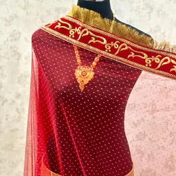 tinytwist Net Embroidered Red Women Dupatta image 4