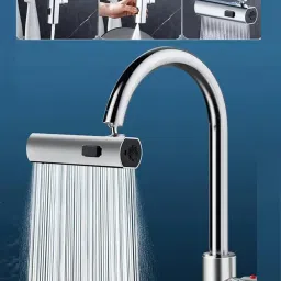 wens 3 in 1 Waterfall Kitchen Faucet,360 Swivelling Anti-Splash Sink Faucet Sprayer Adapter image 1