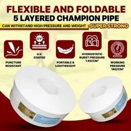 v k champion 3 Inch 45 Meter HDPE Laminated Woven Lay Flat Tube Lapeta Hose Pipe image 3