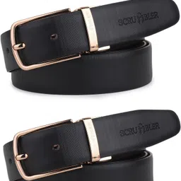 scrumbler Men Formal, Evening, Casual Black Genuine Leather Reversible Belt image 1