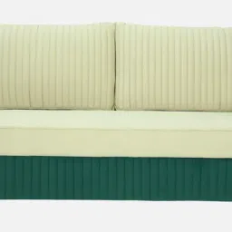 casacraft from pepperfry Elysia Waterproof Velvet 3 Seater Sofa In Cream And Emerald Green Colour image 4