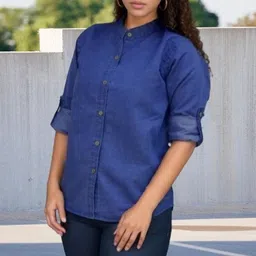 houseofcommon Women Regular Fit Solid Button Down Collar Casual Shirt image 2