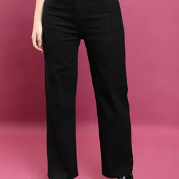 tokyo talkies Women Flared Mid Rise Black Jeans-picture-10