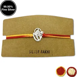 silverrakhi Bracelet 99.50 Silver Rakhi for Brother | Ganesha Silver Rakhi WITH OM SIMBAL Silver Rakhi Set-picture-27