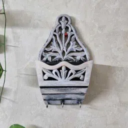 disoo fashions White Colour Sheesham Wood Key Holder in Distress Finish-picture-22