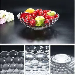 crocera Glass Decorative Bowl Fruit Bowl for Dining Table(Super Transparent) 9'' inch Crystal image 2