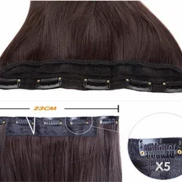 d-divine 5 Clips Based 24 inch Black Wavy/Curly Synthetic Hair Extensions Hair Clip image 4