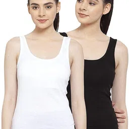 brammen Pack of 2 Casual Sleeveless Solid Women White, Black Top-picture-14