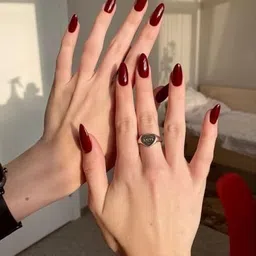 bellahugz Glossy Maroon Press-on Nails, Long Almond Shape, Artificial With Free Glue kit-picture-38