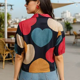 vairagee Women Boxy Fit Printed Lapel Collar Casual Shirt image 2