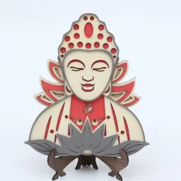 shribalajiarts Laser Cut Design MDF God Budh Table Art With Stend Office D cor image 4