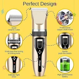 edicon Rechargeable Pet Trimmer with Attachments Gold, Black Pet Hair Trimmer image 2