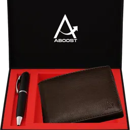 aboost Men Casual, Formal Brown Genuine Leather RFID Wallet image 1