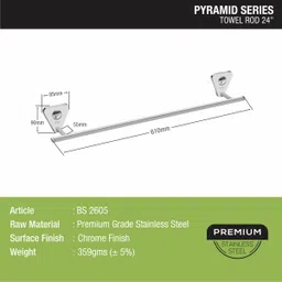 lipka Pyramid 24 inch 1 Bar Towel Rod image 2