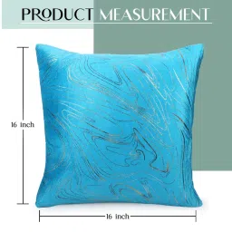 mfd home furnishing Blue Velvet Traditional 16x16 inches Cushion Covers (Pack of 2) image 2