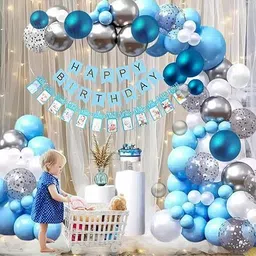 Solid 1st First Happy Birthday Decoration kit items - 68 Pcs Birthday combo pack Balloon-image-35