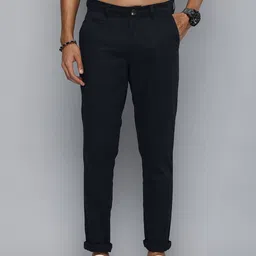r.code by the roadster life co. Men Regular Fit Black Cotton Blend Trousers image 2