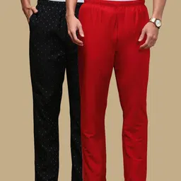white heart Pack of 2 Ethnic Wear Viscose Blend Elasticated Waist with Side Pockets Men Pyjama image 1