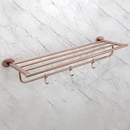 lapo Towel Rack for Bathroom with Hook/Towel Stand/Hanger- 24 inch Rose Gold Finish Towel Holder image 2