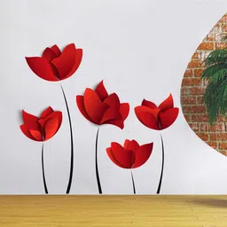 rawpockets 1 cm Red Flower Wall Removable Sticker-picture-28