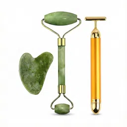 dr.vs 2-in-1 Jade Roller, Gua Sha & 24K T-Shape Face Massager Kit-picture-19