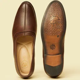 Manyavar Dark Brown Faux Leather Loafers for Men Loafers For Men image 2