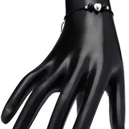 Dhruvs Collection 925 Silver Heart Ball Nazariya Anklet | Black Thread | Adjustable | Single Piece White Gold Anklet image 4