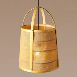 habereindia Cylinderical Bamboo Hanging Light (Beige)-picture-22