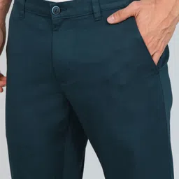 parx Men Tapered Dark Blue Cotton Blend Trousers image 5