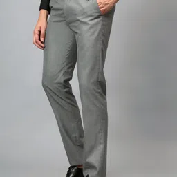 cantabil Men Regular Fit Grey Cotton Blend Trousers image 4