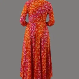 jaipur pink suit Women Fit and Flare Orange Midi/Calf Length Dress image 2