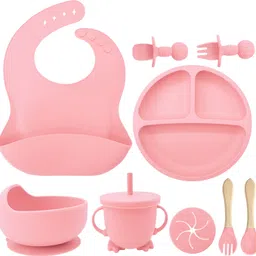 cubbycoo Pink bib,small cup,straw cup,bear fork and spoon- Silicon-picture-19
