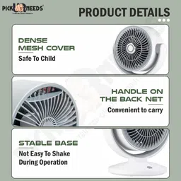 pick ur needs Rechargeable Table Fan With 4000mAh Long Battery Type C Charging 10W 4 hrs Lantern Emergency Light image 2
