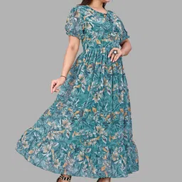 setsuf Women Fit and Flare Light Blue Maxi/Full Length Dress image 5
