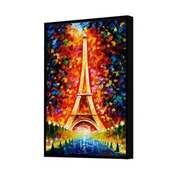 art street Eiffel Tower Multicolour Synthetic Wood Framed Canvas Wall Painting image 2