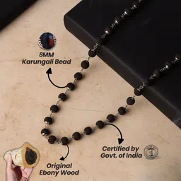 navya art Original Karungali Malai Silver Plated Mala For Men - Govt Certified 54 Beads Silver Plated Wood Chain image 3