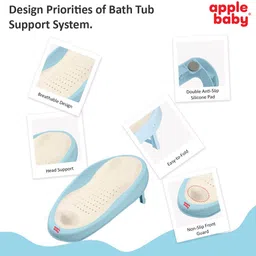 apple baby Best Baby Bath Tub Support for Safe & Comfortable Bath Time ath Support, Soft-Touch TPE Material, Non-Slip Surface with Quick Drain Holes, Compact and Lightweight Free-standing Bathtub image 5