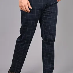 fubar Men Slim Fit Blue Cotton Blend Trousers-picture-10