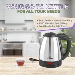 alibaba Super Combo Pearl Super Efficient 2L Electric Kettle (2 L, Silver) & Dazzler Fan Room Heater image 2