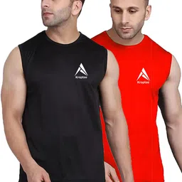 kroptee Pack of 2 Latest Cotton Blend Gym Vest For Men Men Vest-picture-11